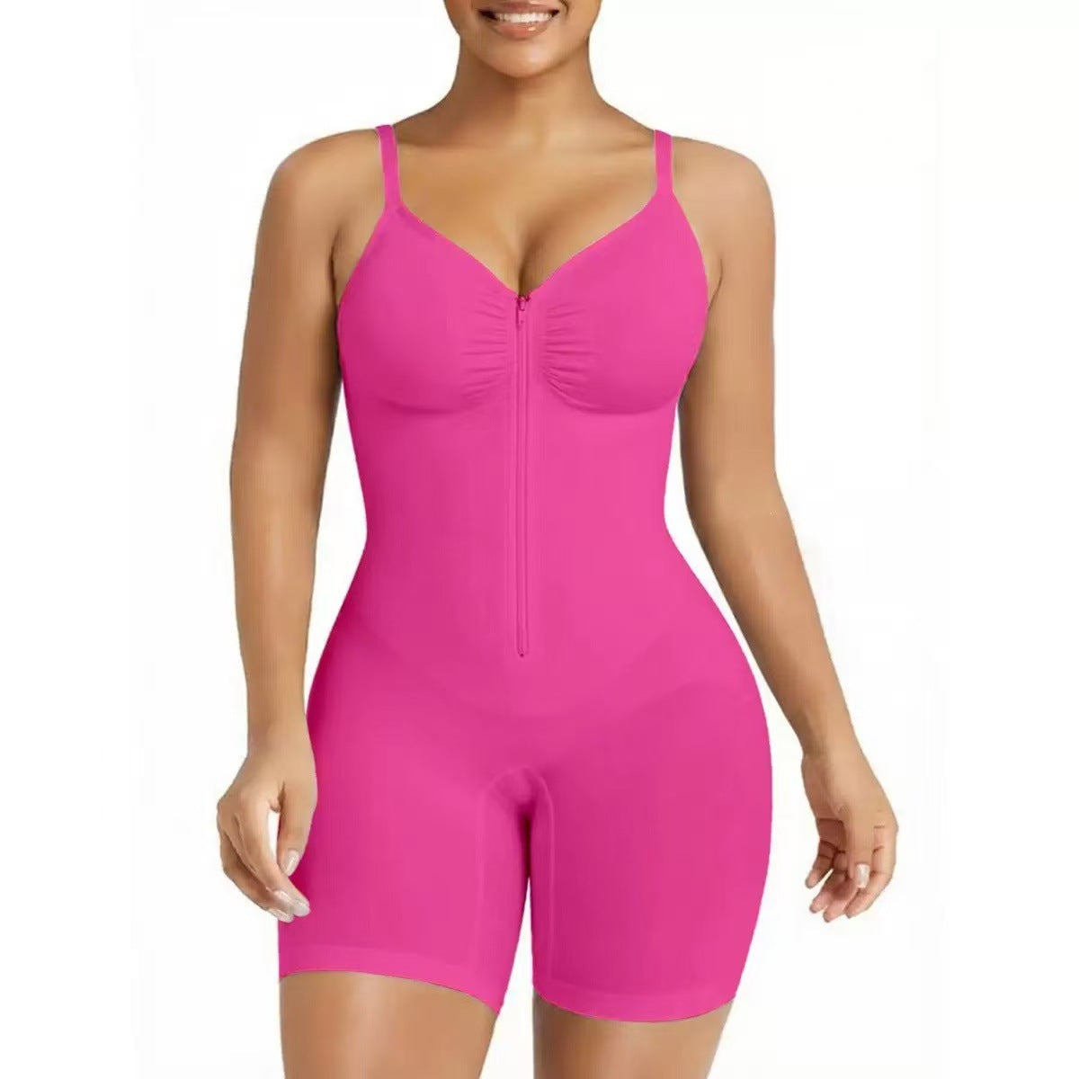 Shapewear Bodysuit Women Seamless Body Shaper, V Neck, Mid Thigh