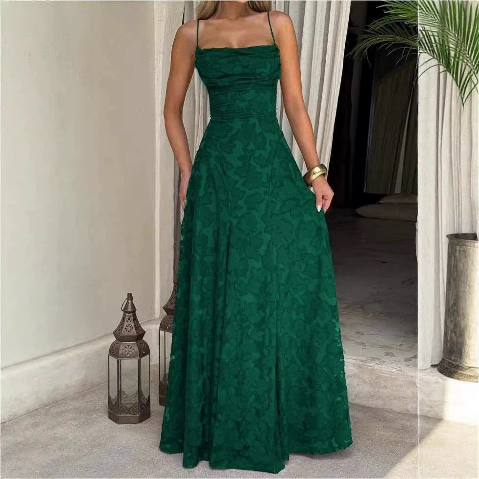 Women's Maxi Dress Lace, Backless, Strappy, Floor Length Evening