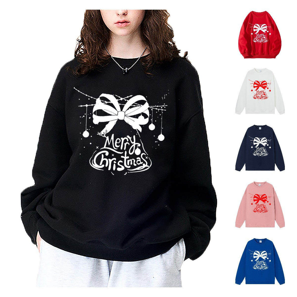 Maeve & Co Women's Christmas Jumper - Bow Merry Christmas Print Sweatshirt