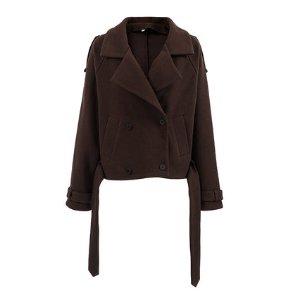 Maeve Women's Wool-Blend Coat - Double-Breasted Notch Lapel, Brown
