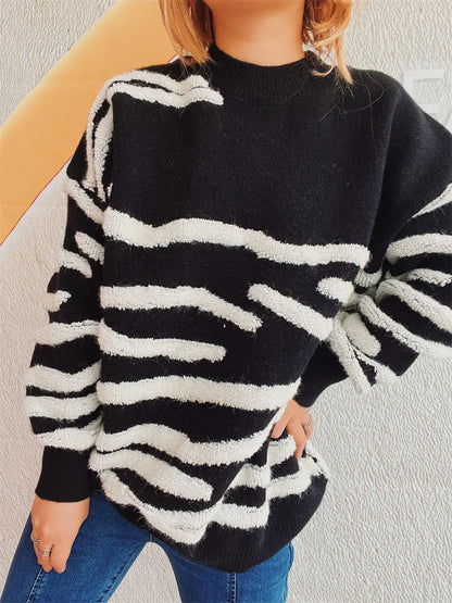 Maeve Women's Knitted Jumper - Contrast Crew-Neck Soft Knit