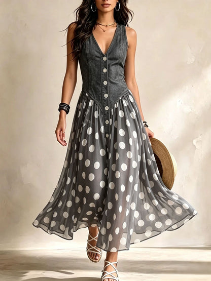 Maeve Women's Dress - Sleeveless Polka-Dot