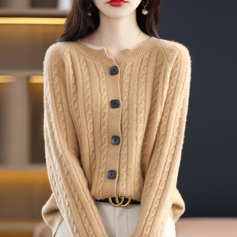 Maeve & Co Women's Button Cardigan - Crew Neck Soft Knit Cardigan Jacket, Long Sleeve
