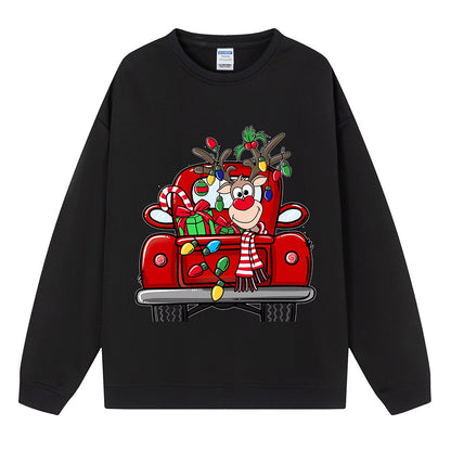 Maeve & Co Women's Christmas Jumper - Reindeer Red Truck Print Sweatshirt