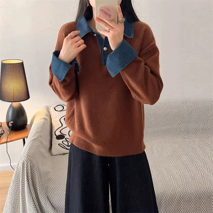 Maeve Women's Knitted Jumper - Denim Stretch Autumn-Weight