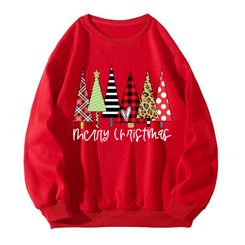 Maeve & Co Women's Christmas Jumper - Christmas Tree Row Print Sweatshirt