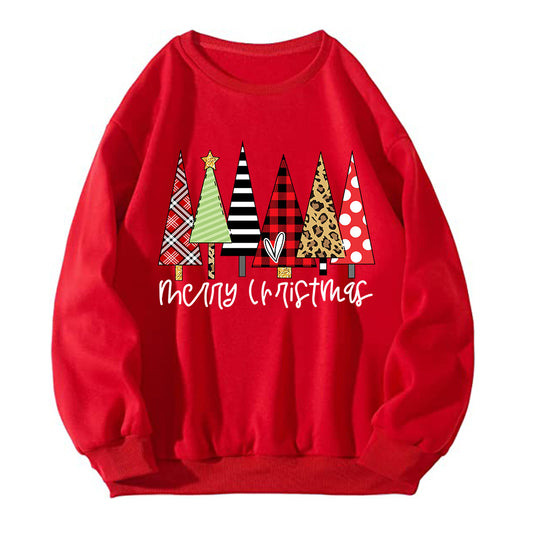 Maeve & Co Women's Christmas Jumper - Christmas Tree Row Print Sweatshirt