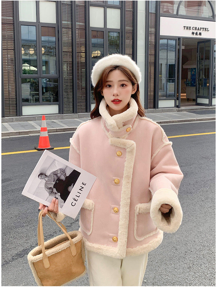 Maeve & Co women's faux shearling aviator jacket