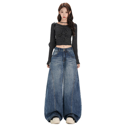 Maeve & Co Women's Barrel Jeans - Vintage Wash High-Waisted Wide-Leg Denim