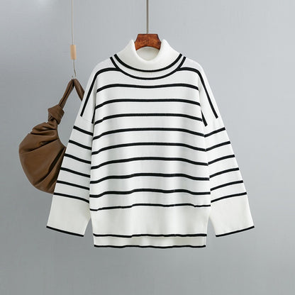 Maeve & Co Women's Striped Jumper - Loose Fit Knitted Pullover, Long Sleeve