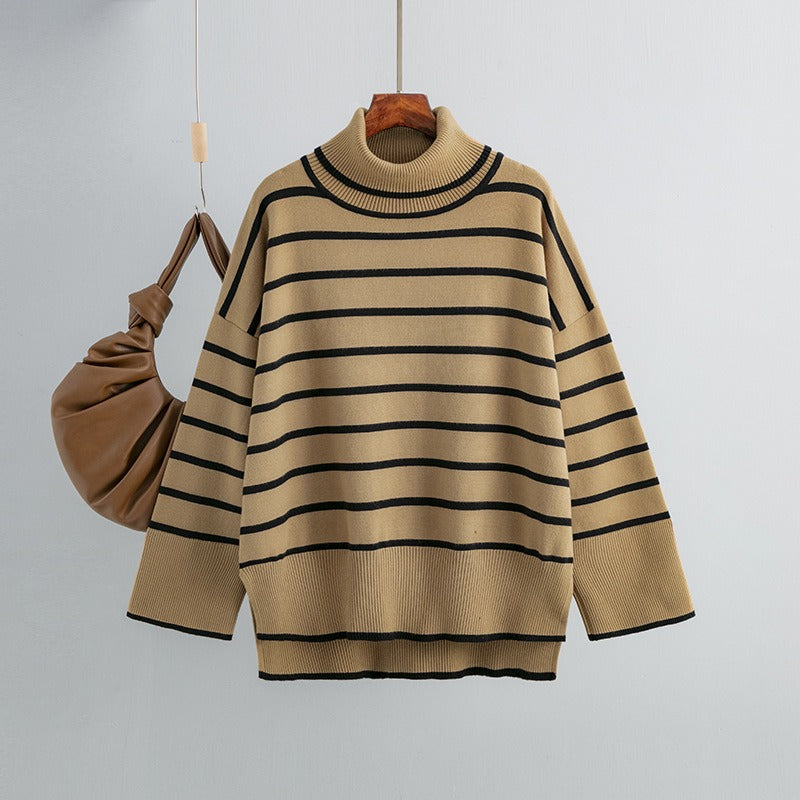 Maeve & Co Women's Striped Jumper - Loose Fit Knitted Pullover, Long Sleeve