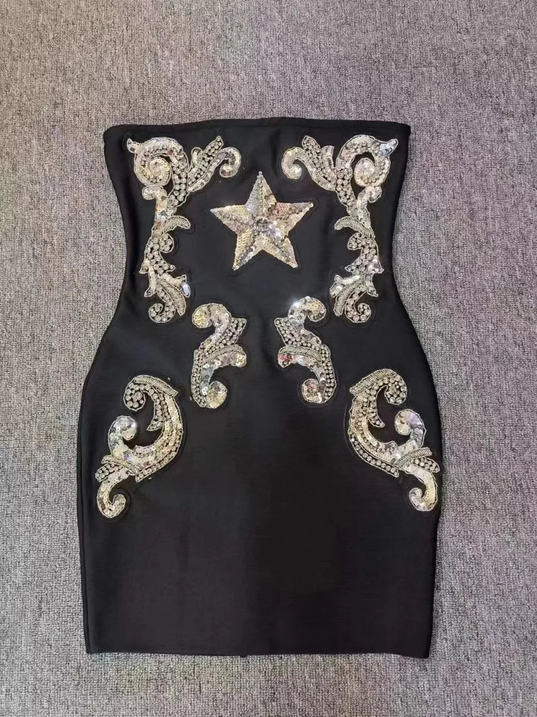 Maeve & Co Women's Black Sequin Dress - Strapless Embellished Bandage Party Dress