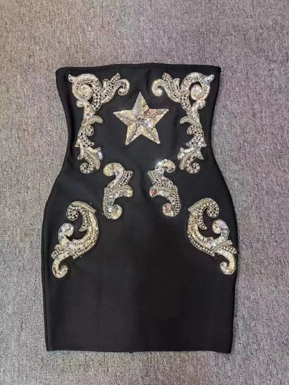 Maeve & Co Women's Black Sequin Dress - Strapless Embellished Bandage Party Dress