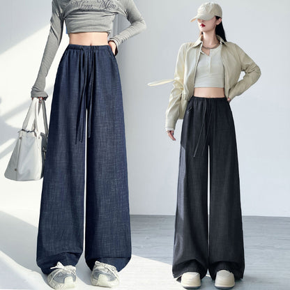 Maeve & Co Women's Wide-Leg Jeans - Drawstring Elastic Waist Floor-Length Denim