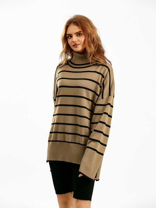Maeve & Co Women's Striped Jumper - Loose Fit Knitted Pullover, Long Sleeve