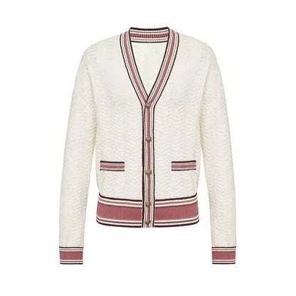 Maeve & Co Women's Striped Cardigan - V-Neck Button-Front Knitted Cardigan, Long Sleeve