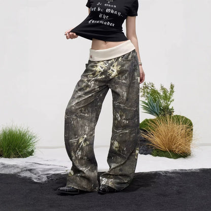 Maeve Women's Wide-Leg Jeans - Camouflage Ribbed-Waist Denim