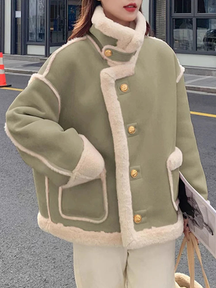 Maeve & Co women's faux shearling aviator jacket