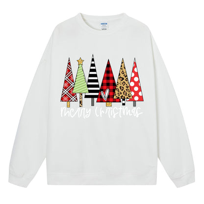 Maeve & Co Women's Christmas Jumper - Christmas Tree Row Print Sweatshirt