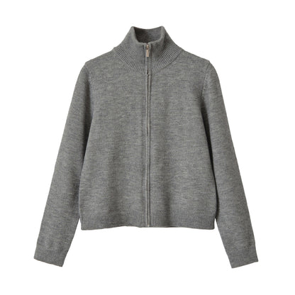 Maeve & Co Women's Zip-Up Cardigan - Collared Knit Zip Jacket, Long Sleeve