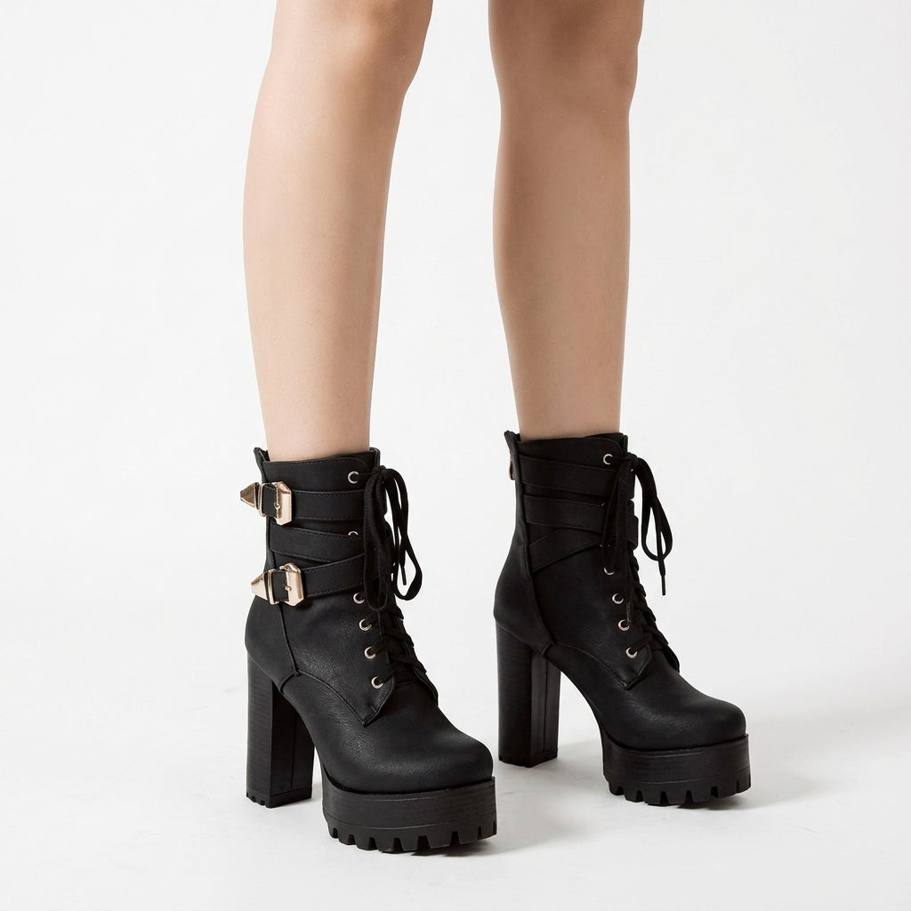 Black boots, front view