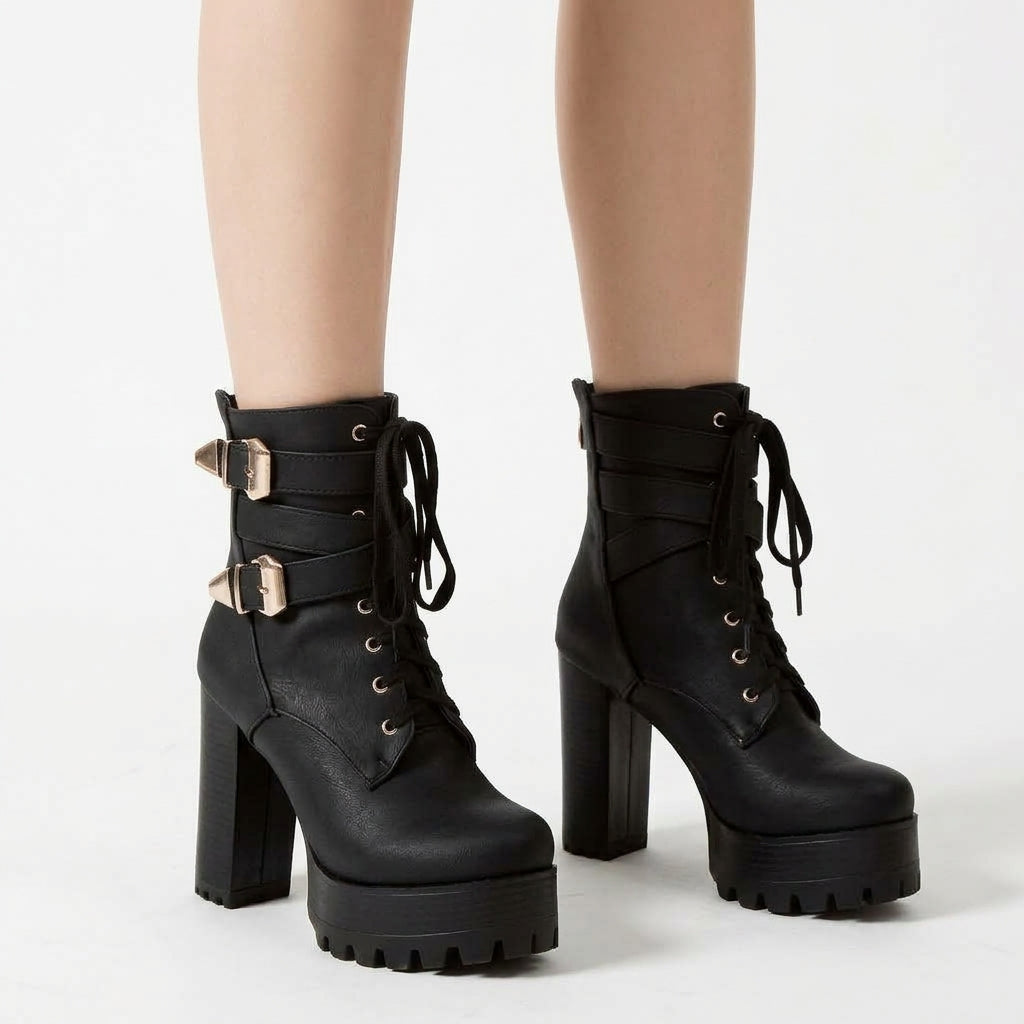 Black boots, close-up detail