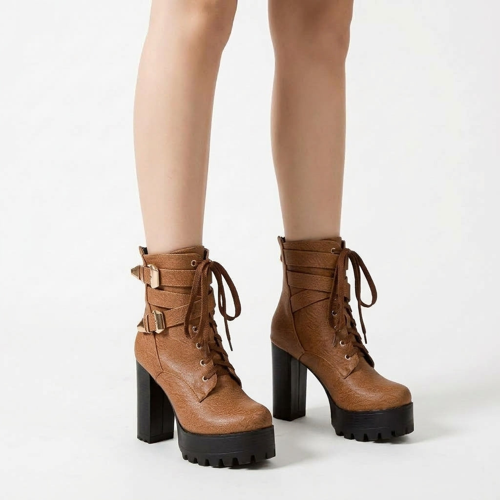 Brown boots, front view