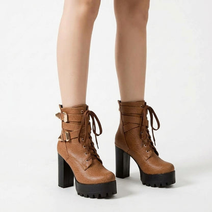 Brown boots, front view