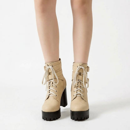 Sand beige boots, front view