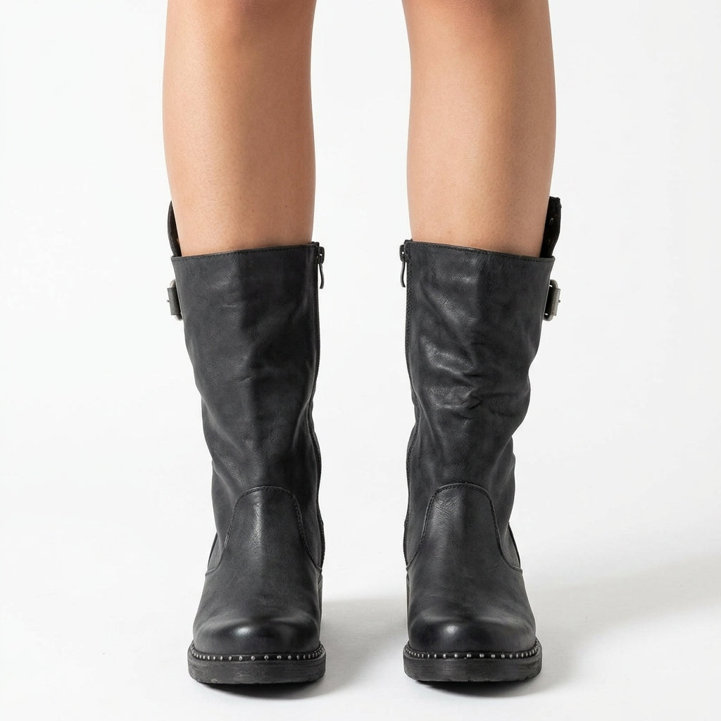 Black boots, front view