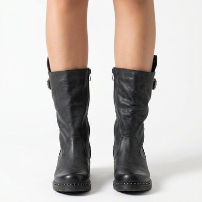 Black boots, front view