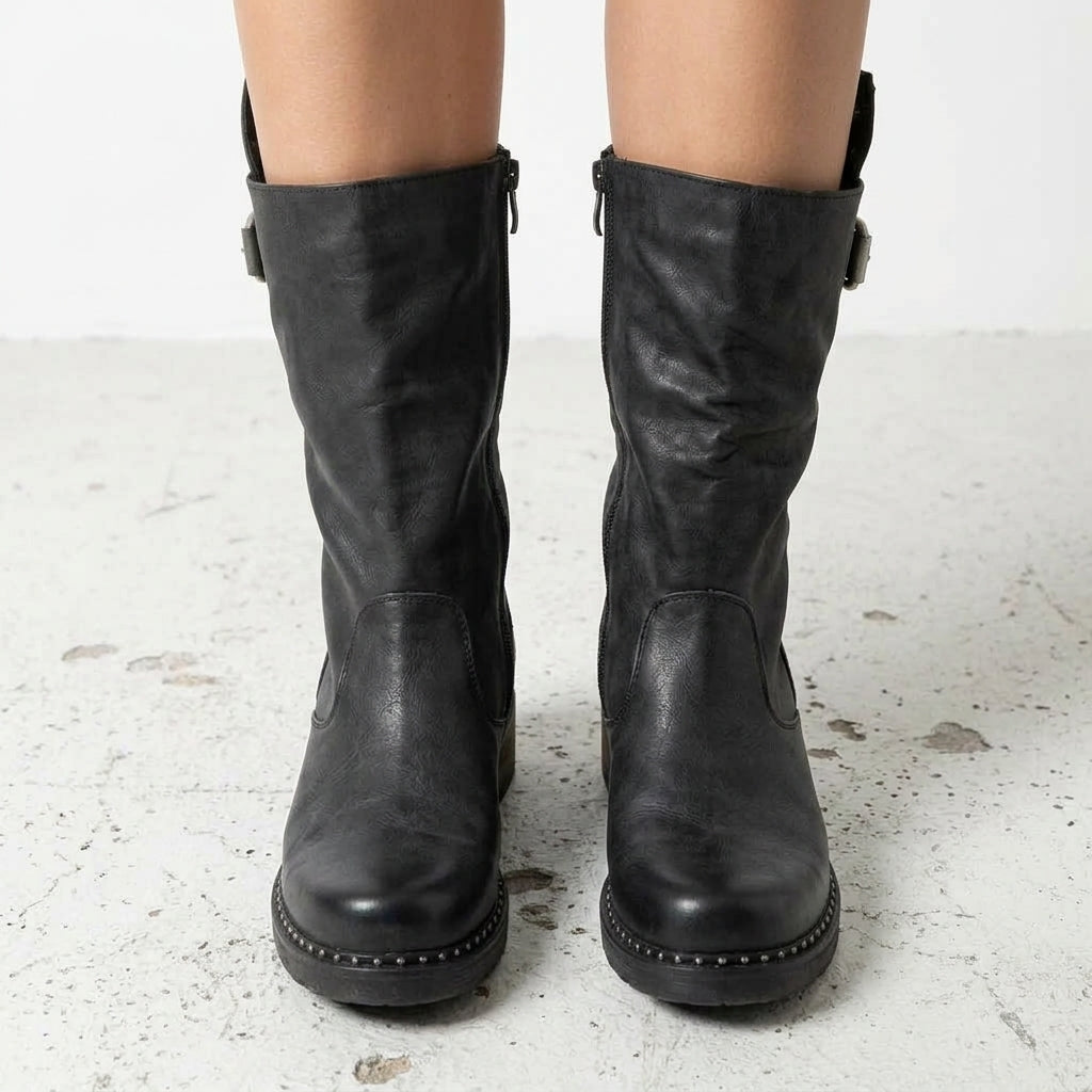 Black boots, close-up detail
