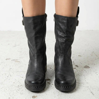 Black boots, close-up detail