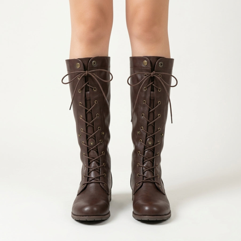 Brown boots, front view