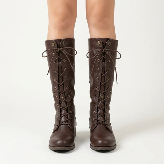 Brown boots, front view