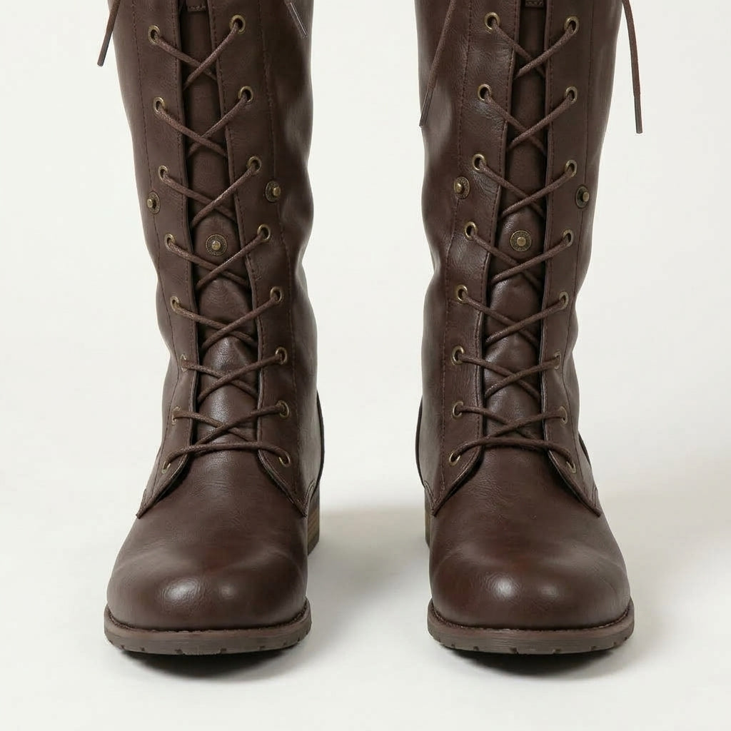 Brown boots, close-up detail