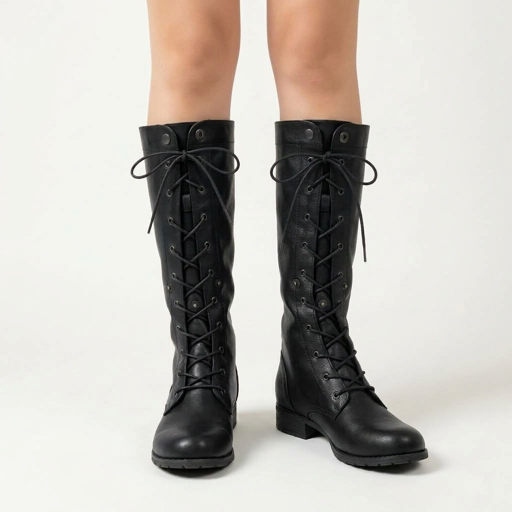 Black boots, front view