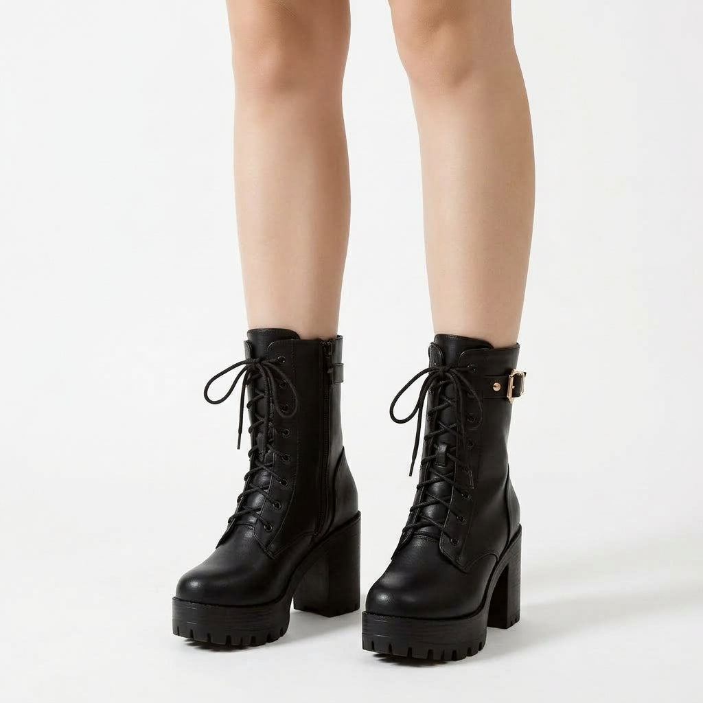 Black boots, front view