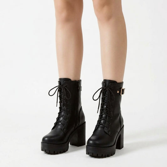 Black boots, front view