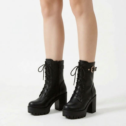 Black boots, three-quarter view