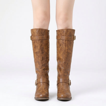 Brown boots, front view