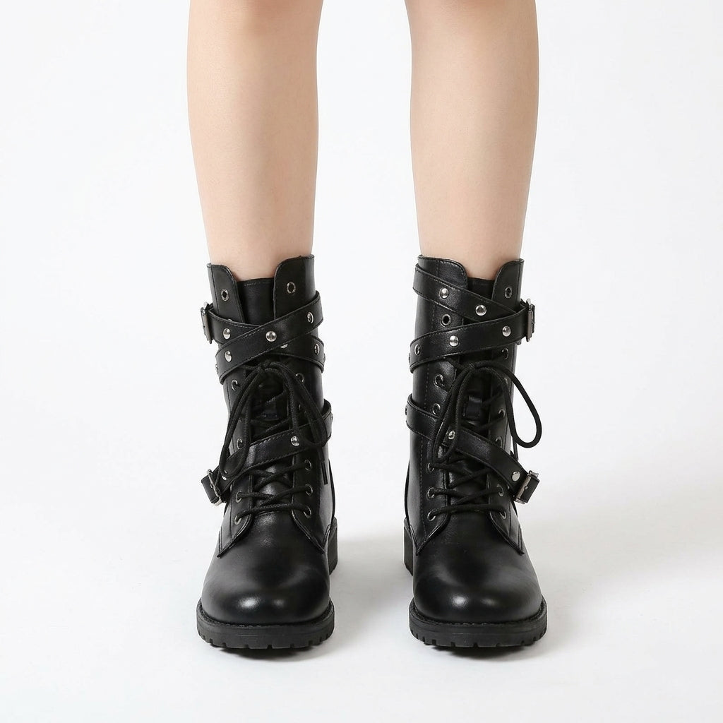 Black boots, front view