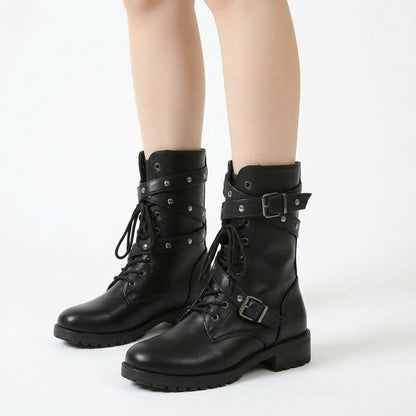 Black boots, three-quarter view
