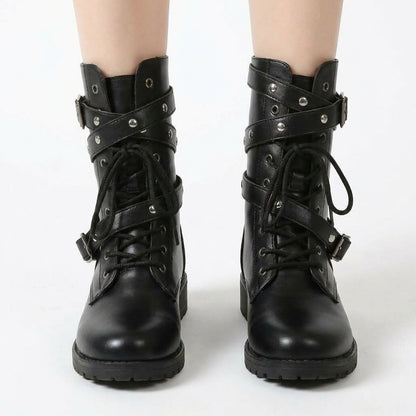 Black boots, close-up detail