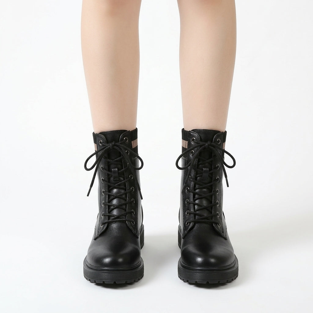 Black boots, front view