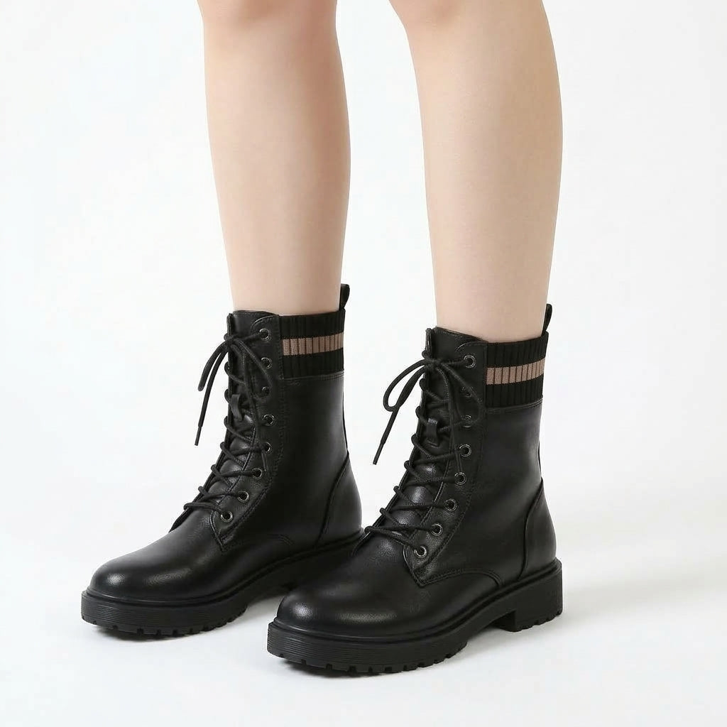 Black boots, three-quarter view