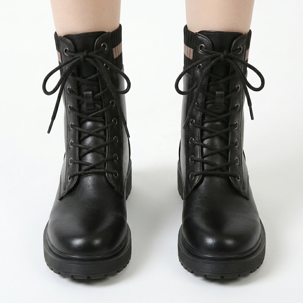 Black boots, close-up detail