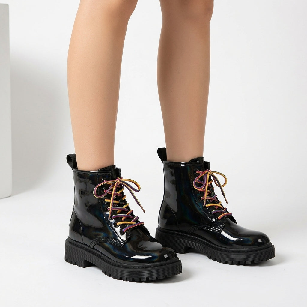 Black boots, three-quarter view