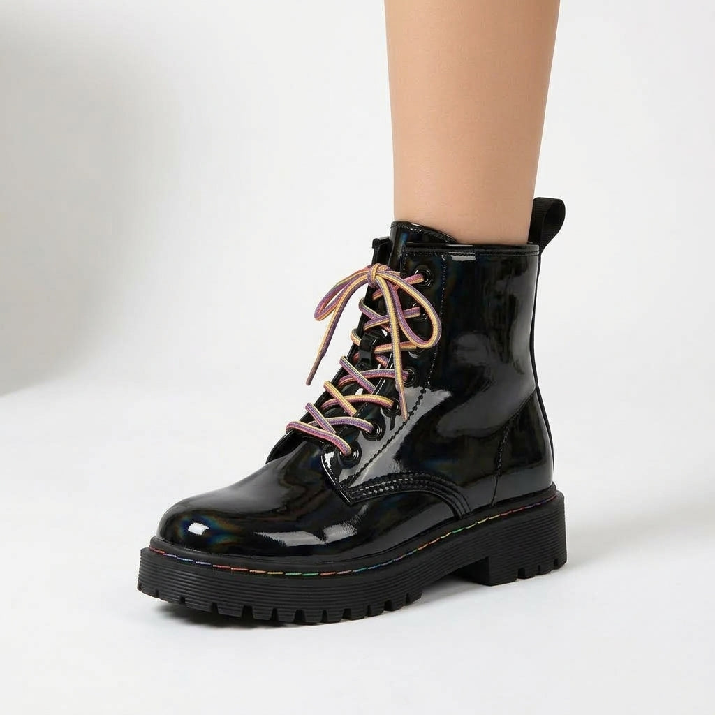 Black boots, close-up detail