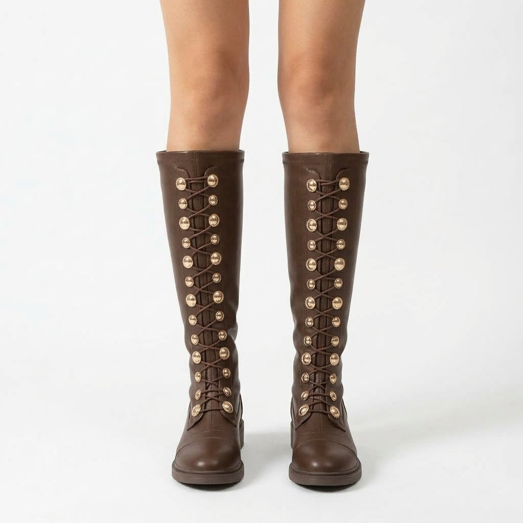 Brown boots, front view